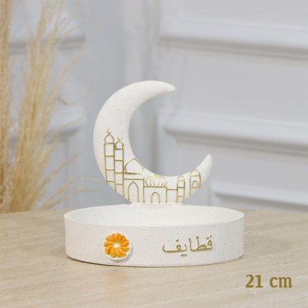 مضيفة بيضاوي 21سم جبص بيج مكتب قطايف مسكة هلال  EL94/43 =رم1